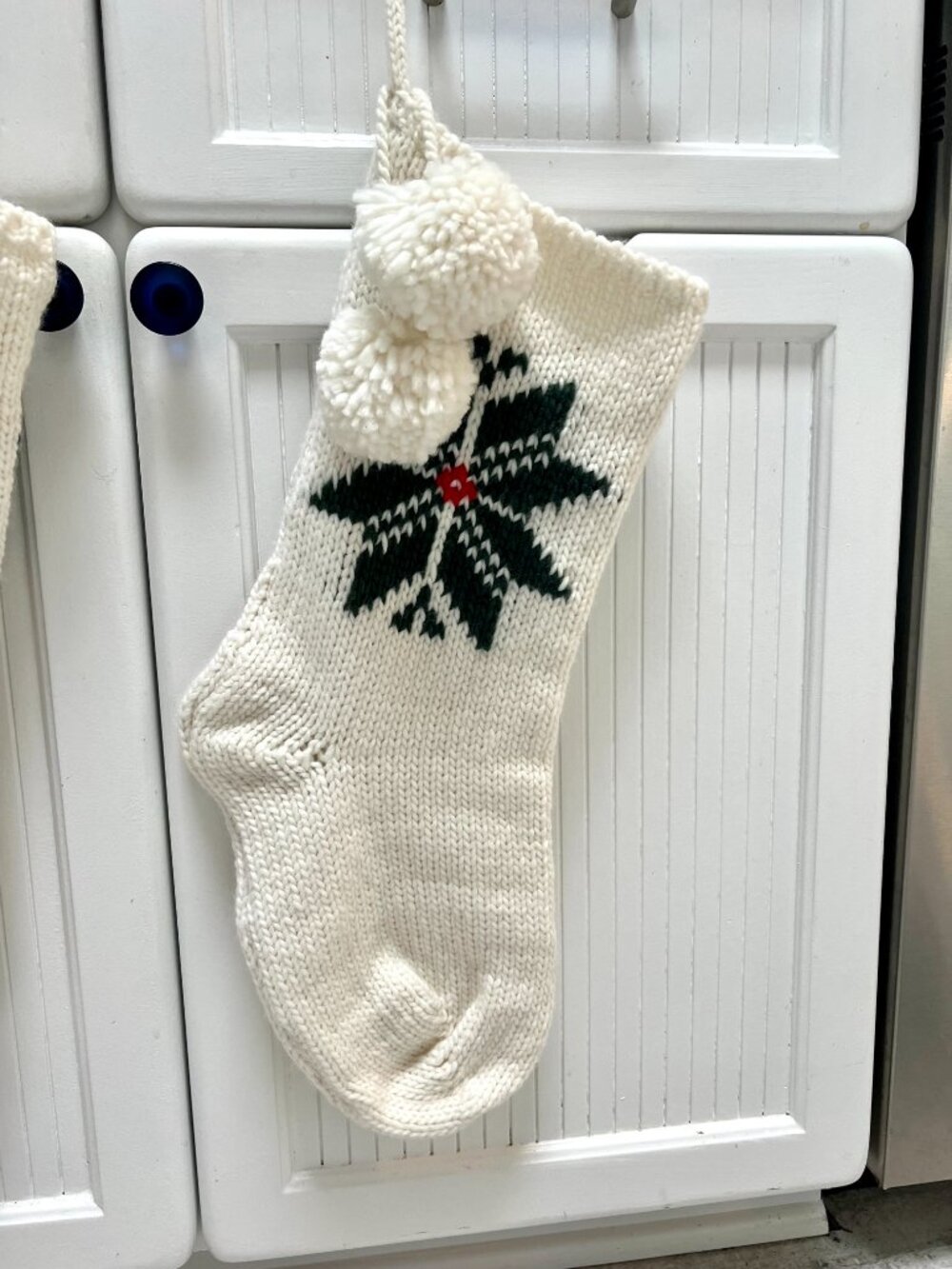One Hearth & Hand White Jacquard Knit Holiday Stocking